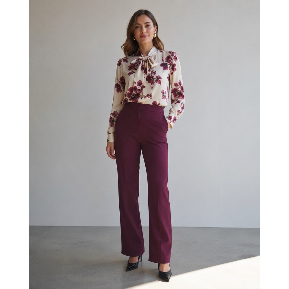 Rachel Comey Further Pant Straight Flat Front Trouser Maroon Burgundy 4